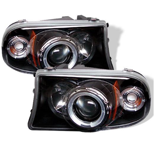 Spyder Black-Clear Projector Headlights 97-04 Dakota,Durango - Click Image to Close